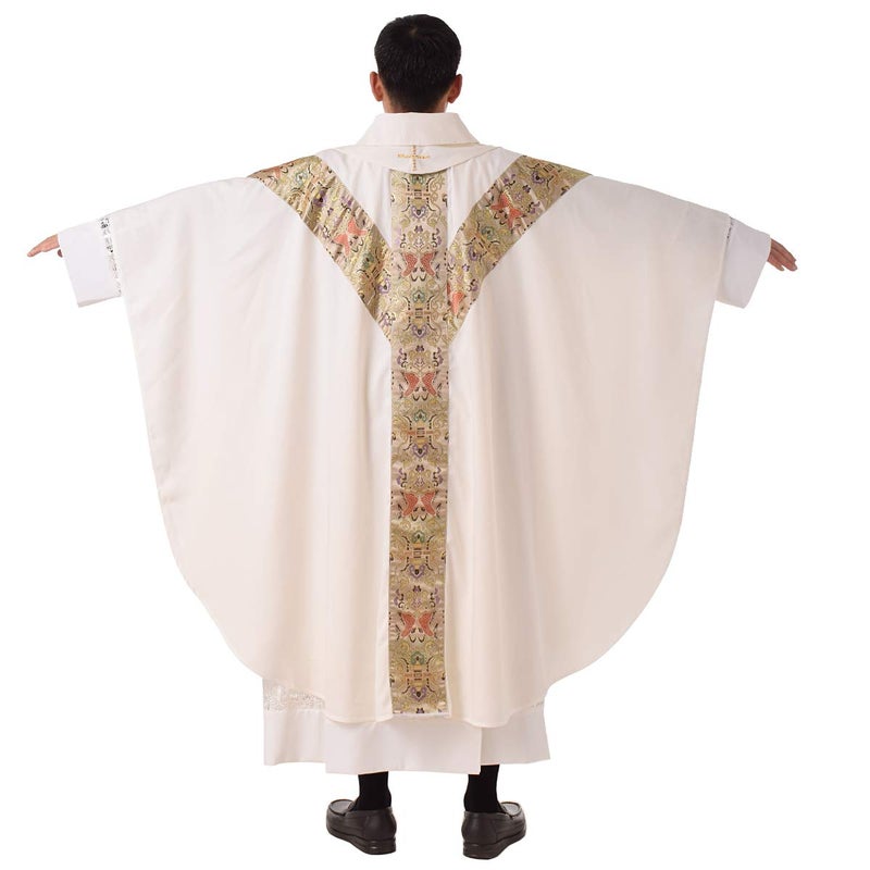 BLESSUME Priest Celebrant Chasuble Catholic Church Father Mass Vestments Robe (Ivory White) - Image 3
